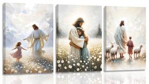 lot 11880 image: 3pcs Framed Christian Jesus Wall Art 16x24 inches Can Be Hung Directly