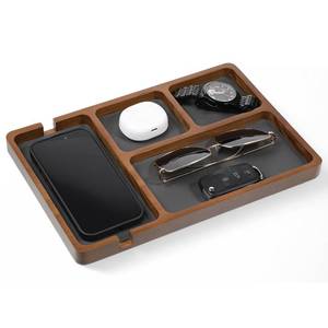 lot 12008 image: Aeaocvo Valet Tray for Men, Black Sandalwood Catch All Tray, Wallet Trays Organizer for Nightstand, Desk, Elegant EDC Valet Trays for Keys, Watch, Phone, Jewelry