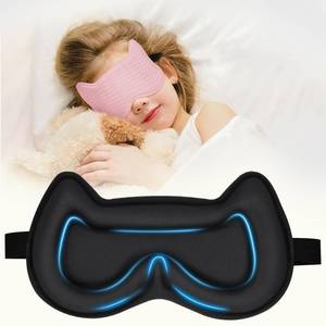 lot 12363 image: Kids Sleep Mask Eye Mask 3D Contoured Cup Sleeping Masks, Blindfold with Adjustable Strap, Kids Eye Cover for Boys, Girls, Teens, Pressure-Free with Memory Foam Face Mask for Sleeping (Cream)
