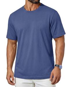 lot 12382 image: TACVASEN Mens T-Shirts Mositure Wicking UPF50 Rash Guard Shirts Casual Cotton Short Sleeve Lightweight Crew Neck Tshirts Blue Gray (Size S)