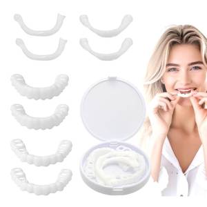 lot 12390 image: YAFIYGI 2 Pairs Teeth Covers with Top and Bottom Fake Dental for Broken or Missing Teeth Snap-On Confidence Smile Fake Dentures for Men Easy-to-Use Smile Enhancement Covers and Storage Box