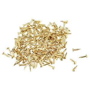 lot 12408 image: uxcell Small Tiny Nails 1.2x6mm(DXL) for Wooden DIY Decorative Pictures Boxes Household Accessories Brass Tone 200pcs