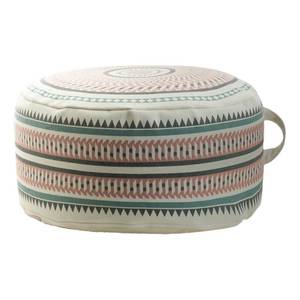 lot 12420 image: MOCOFO Round Geometric Pattern Pouf Cover with Zipper 18x18x8 Storage Canvas Ottoman Seat Footrest for Living Room Bedroom Kids Room Pastel Home Decor