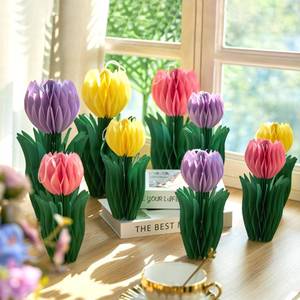 lot 12432 image: SUNBEAUTY Flower Honeycomb Decor Tulips Table Centerpieces Spring Decoration for Home Office Paper Flower Tulip Honeycomb Decor for Garden Party Mothers Day Decoration Easter Party Birthday Tea Party