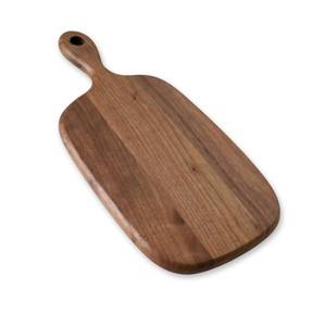 lot 12434 image: Muso Wood Small Cutting Board with Handle, Walnut Wooden Chopping Boards for Bread, Vegetables & Fruits, Dinner Cheese Board with Hole(15.2x7.3 Inches)