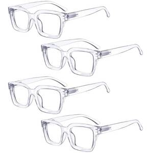 lot 12435 image: Eyekepper 4 Pack Ladies Reading Glasses - Oversized Square Design Readers for Women Transparent 1.50