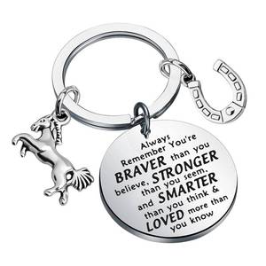 lot 12438 image: BNQL Horse Gifts Keychain Horse Lover Gifts Horse Rider Gifts Equestrian Gifts Horse Inspirational Gifts You Are Braver Stronger Smarter Than You Think (SILVER) (Hey Nerd I Love You)
