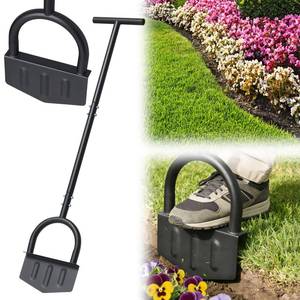 lot 13751 image: Lilyvane Heavy-Duty Manual Grass Edger 41 Inch �� Half Moon Lawn Edger Tool with Wide Footplate, Steel Border Edger for Landscaping, Garden Edging, Trench Digging & Irrigation Cable Burying