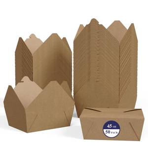 lot 13760 image: LITOPAK 50 Pack 45 oz To Go Food Containers, Kraft Brown Take Out Food Containers Leak Grease Resistant and Stackable for Restaurants, Homes, Offices, Picnics