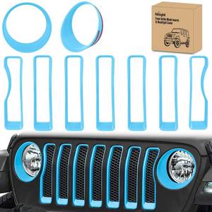 lot 13761 image: Nilight Grill Inserts fit for Jeep Wrangler Front Grille Inserts Headlight Cover Set for JL JLU Unlimited Sport SportS 2018 2019 2020 2021 2022 2023 Grille Bezels Trim Exterior Accessories Blue 9 Pcs