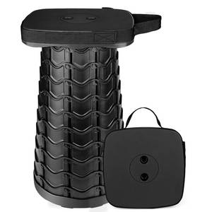 lot 13762 image: Outward Gear Upgraded Folding Stool Heavy Duty 550lbs Load Capacity Collapsible Portable Sturdy Telescopic Stool for Camping Travel Hiking (Black)