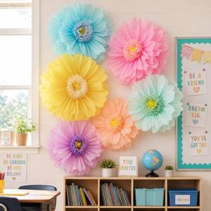 lot 13771 image: Giegxin 6 Pcs 31.5, 24 Pastel Giant Paper Flower Colorful Large Tissue Paper Flower for Wall Big Pastel Floral Decorations for Wall Wedding Bridal Shower Baby Shower Mexican Fiesta Crepe Birthday