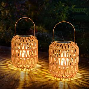 lot 14108 image: Rattan Solar Lanterns Outdoor Waterproof 2 Pack Hanging Solar Lights for Outside Yard, Solar Powered Lantern Decorative Birthday Gifts for Women, Solar Garden Lights Decor for Patio, Pathway, Porch