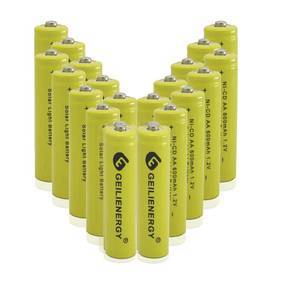 lot 14120 image: GEILIENERGY Solar Light Batteries AA 600mAh 1.2V Rechargeable for Garden Lights Remotes Mice(Pack of 20)