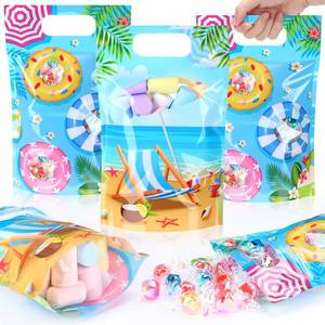 lot 14131 image: Fuutreo 25 Pcs End of Year Bags Schools out for Summer Bags with Handles Clear Resealable Beach Birthday Plastic Pouches for Summer Pool Beach Birthday Party Candy Gift Wrap Supplies Decoration (Pool)