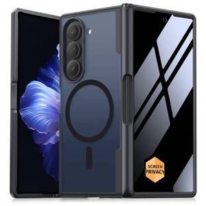 lot 14132 image: MOBOSI Magnetic for Z Fold 5 Case with Privacy Screen Protector, Compatible with Magsafe, Full-Body Slim Coverage Hinge Protection, Shockproof Phone Cover for Samsung Galaxy Z Fold5, Jet Black