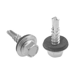 lot 14134 image: Rrina 120Pcs #10x34 Self Drilling Screws with Rubber Washer, 410 Stainless Steel Roofing Screws Hex Head Self Tapping Screws with EPDM Washer