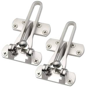 lot 14135 image: Topbuti Home Security Door Lock, 2 Pack Latch Guard Clasp Front Door Locks for Kids, Home Reinforcement Lock for Swing-in Doors, Hotel Door Latches, Thicken Solid Aluminium Alloy, Satin Nickel