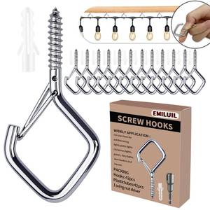 lot 14147 image: Emiluil 42 PCS Metal Sliver Eye Screw Hooks for Hanging Heavy Duty.Windproof Ceiling Hooks for Hanging Plants,Cup,Wind Chime,Bird Feeders,Christmas String Lights at Indoor&Outdoor 2.2 Inch