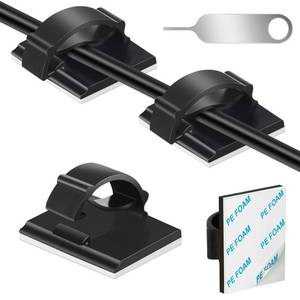 lot 14148 image: SZFUDIGO Adhesive Cable Holder Management Wire Clips 50 Pcs Black��Suitable for Cables with a Diameter of �� 6mm in Cars, Houses, and Offices