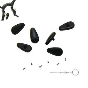 lot 14158 image: Eyeglass Nose Pads Screw-in Black Repair Kit Anti-Slip Soft Silicone Air Chamber Bag Glass Pieces with Screws and Screwdriver for Glasses Sunglasses