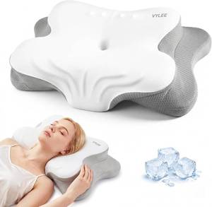 lot 14161 image: VYLEE Cervical Neck Pillow for Pain Relief, Ergonomic Memory Foam Pillow for Neck Support, Cooling Contour Orthopedic Pillow for Side, Back & Stomach Sleepers
