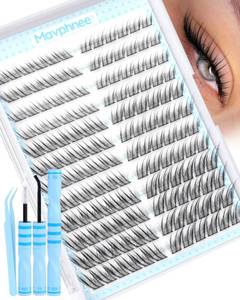 lot 14162 image: Fox Eye Lash Clusters Kit J-Curly 10-15MM Left & Right Eye Cluster Eyelash Extensions Kit Wispy Fairy Individual Lashes with Bond and Seal Lash Glue and Tweezers, Easy, Long Lasting & Waterproof