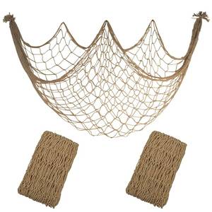 lot 14170 image: 2 Pack Fish Net Decorations - 80x40 Inch Brown Fishing Net Decor for Under The Sea Hawaiian Beach Themed Party, 3mm Thick Natural Cotton Versatile Nautical Netting for Party Wall Table Ceiling Decor