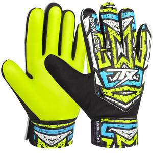 lot 14181 image: TACTIXXS Soccer Goalkeeper Gloves for Kids Boys Children Youth, Funky Football Goalie Gloves Anti Slip 4mm Latex Palm with Strong Grip (Yellow Fluroscent, Size 5 Suitable for 9-12 Years)