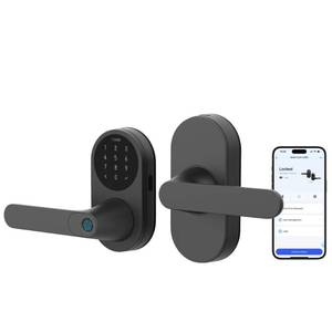 lot 14198 image: Aqara Smart Lock U300 Upgraded Version, Fingerprint Keyless Entry Door Lock with Handle, Matter Over Thread, Apple Home Keys, Touchscreen Keypad, Smart Lever Lock Supports Homekit Alexa Google, Black