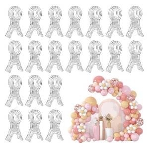 lot 14199 image: XARVLTMJ 20 Pack Balloon Arch Clips, Plastic Transparent Spring Clamps for Backdrop Stand, 3.5 Inch Heavy Duty Clip for Balloon Arch, Birthday Wedding Decoration Photography Studios ��