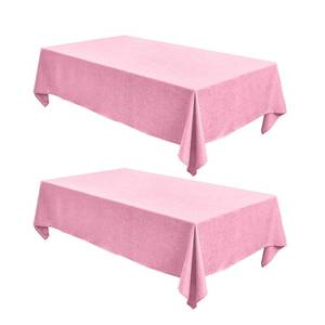 lot 14213 image: Fitable Faux Linen Tablecloths for Rectangle Tables Water & Stain Resistant Farmhouse Table Cloth, Washable Burlap Textured Table Covers for Kitchen Dining Party(2 Pack, 52x70 Inch, Pink)