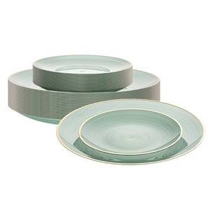 lot 14245 image: Restaurantware Plastic Plates 40 Pack of 7.13 and 10.1 Inch Crystal Design Elegant Party Plates Durable Tableware Set for Events
