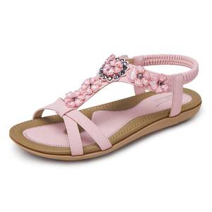 lot 14267 image: SHIBEVER Flat Sandals for Women Dressy Size 7 Summer Flowers Dress Sandals- Comfortable Walking Soft Work Flats Womens Sandal Pink