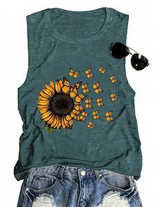 lot 14268 image: Womens Boho Floral Tank Tops Wildflowers Graphic Tees Sleeveless Shirts Beach Vacation Tunic Basic Tops Camisole (Green5, XXL)