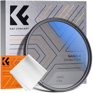 lot 14272 image: K&F CONCEPT 58mm Circular Polarizer Filter Ultra-Slim 18 Multi-Coated Optical Glass Circular Polarizing Filter for Camera Lenses with Cleaning Cloth (K Series)