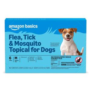 lot 14275 image: Amazon Basics Flea, Tick & Mosquito Topical Treatment & Prevention for Medium Dogs (11-20 pounds), Fast-Acting, Kills Fleas, Eggs & Larvae, 30 Day Protection, 6 Count, Packaging May Vary
