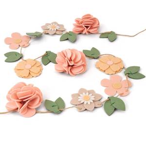 lot 14299 image: Handmade Felt Flower Garland, Flower Party Decorations, Pre-Strung Spring Garden Decorations for Girls Women Mom, Floral Birthday Party Decor