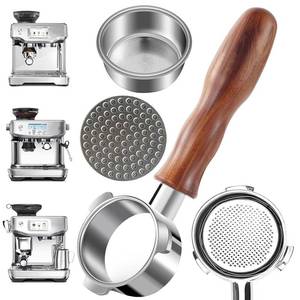 lot 14304 image: 54mm Bottomless Portafilter with Puck Screen 18g Filter Basket Rosewood Handle Fit Breville Barista ExpressProTouchBambino PlusInfuser Espresso Machines Portafilter for Breville Espresso Machine