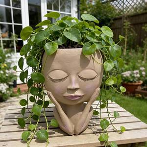 lot 14309 image: Cute Plant Pots -Face Planters Pots Head Flower Pot,Succulent & Cactus Christmas Planters with Drainage Hole,Creative Home Gardening Decor Plant Gifts for Plant Lovers,Women,Mom,Teacher (Beige)