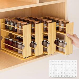 lot 19644 image: Jolitac Bamboo Pull Out Spice Rack for Cabinet, Slide Out Drawers