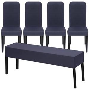 lot 19652 image: Moukeren 5 Pcs Stretch Dining Chair Covers Bench Cover Removable Washable Slipcovers Parsons Chair Slipcover Seat Protector for Dining Room Hotel Ceremony Restaurant Wedding Party (Grey)
