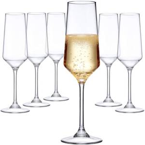 lot 19655 image: Amazing Abby - Stella - 8-Ounce Unbreakable Tritan Champagne Flutes (Set of 6), Plastic Wine Glasses, Reusable, BPA-Free, Dishwasher-Safe, Perfect for Poolside, Outdoors, Camping, Picnic, and More