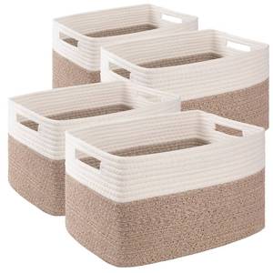 lot 19664 image: SIXDOVE 4 Pack Storage Baskets for Organizing, Woven Baskets for Shelves - Perfect for Toys, Books, Towels, and Clothes, Durable Gift Basket Bins Toy Storage, 15.7Lx11.8Wx7.8H, Brown & White