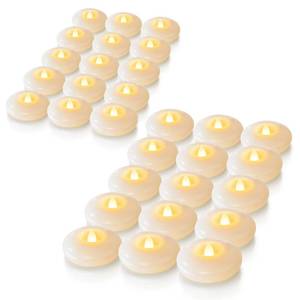 lot 19684 image: Homemory 48 Pack 3 Flameless Led Floating Candles, 200 Hour White Battery Operate Waterproof Tealights for Cylinder Vases, Centerpieces at Wedding Decor, Party, Pool