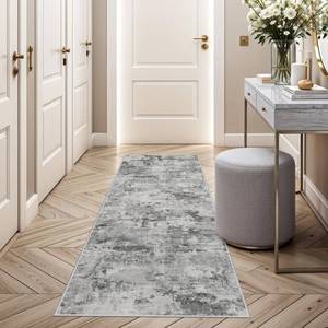 lot 19692 image: HILORUUG 2x6 Runner Rug Washable Non-Slip Abstract Carpet for Hallway Kitchen Entryway - Modern Low Pile Stain Resistant Thin Floor Door Mat for Bathroom Bedroom - 2x6 Black Grey