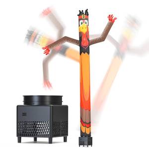 lot 19693 image: Mkevi 6ft Pumpkin Turkey Sky Air Puppet Dancer Inflatable Tube Man with Lights & Built-in Blower - Wacky Waving Wind Flying Dancing for Stand Out Thanksgiving Day Party Business Advertising