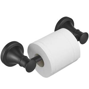 lot 20248 image: BESy Wall Mounted Toilet Paper Roll Holder Rustproof Toilet Tissue Holder Bathroom Flexible Pivoting Handle Tissue Roll Holder, Matte Black, Stainless Steel
