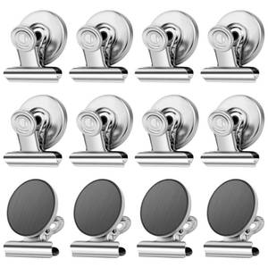 lot 20282 image: Grtard 12Pack Fridge Magnets Magnetic Clips Heavy Duty for Fridge, Whiteboard Magnets Clips for Refrigerator, Detailed List Display Paper Fasteners on Home& Office& Teaching (Silver)