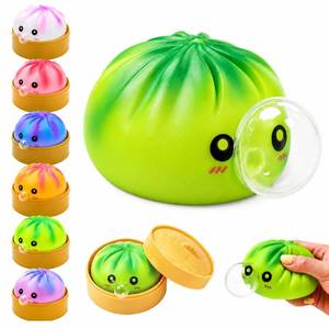 lot 20312 image: KYLARA Green Dumpling Squishies, Mystery Bubble Popping Dumpling, Hollow Plastic Squeeze Desk Toy, Colorful Bao Bun, Press and Pop Fidget Sensory Toy for Stress Relief